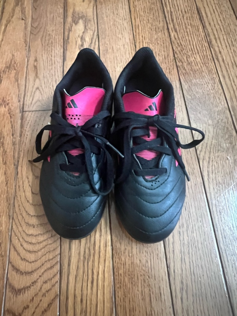adidas Kids Firm Ground Soccer Cleats Black and Hot Pink Size 13.5